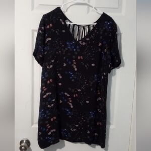 Chic Asymmetrical Black Floral Dress